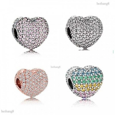 J&B 20PC Silver Alloy Heart Beads Charms for Women's Bohemian Bracelets