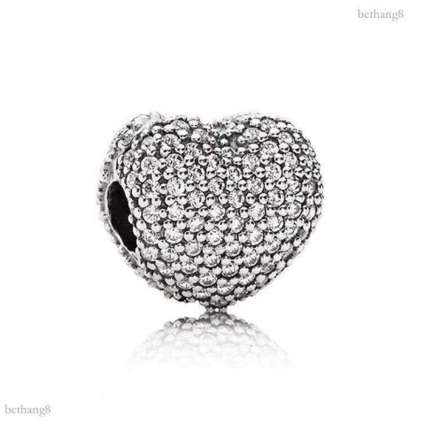 J&B 20PC Silver Alloy Heart Beads Charms for Women's Bohemian Bracelets