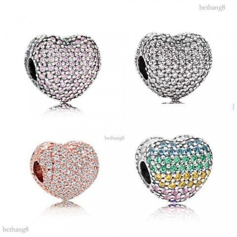 J&B 20PC Silver Alloy Heart Beads Charms for Women's Bohemian Bracelets