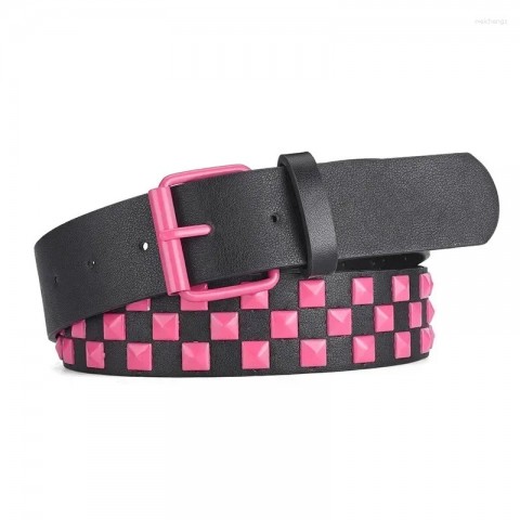 PU Leather Hip-Hop Punk Women's Belt, Y2K Trend, 3.8cm Width, Fashion Belt for Jeans