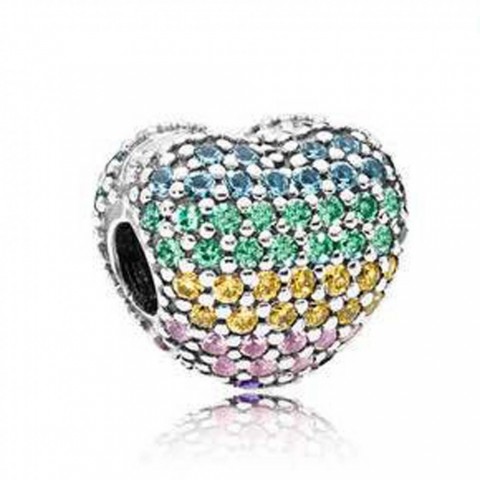 J&B 20PC Silver Alloy Heart Beads Charms for Women's Bohemian Bracelets