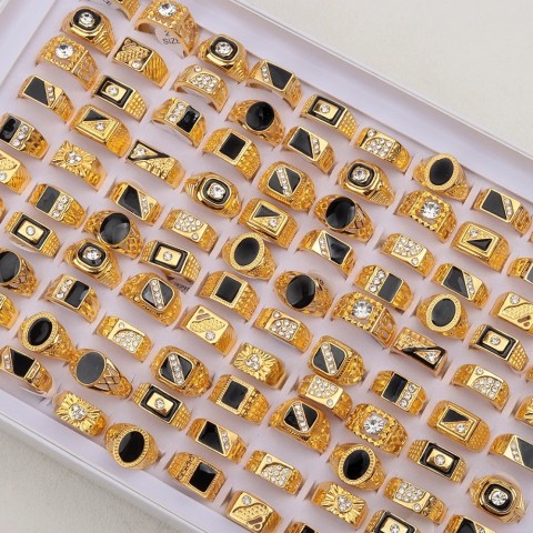Cocktail Ring Retro Punk Gothic Enamel Square Rings 20Pcs/Lot for Men Women Party Accessories 250213