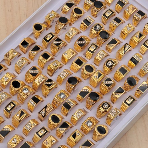 Cocktail Ring Retro Punk Gothic Enamel Square Rings 20Pcs/Lot for Men Women Party Accessories 250213