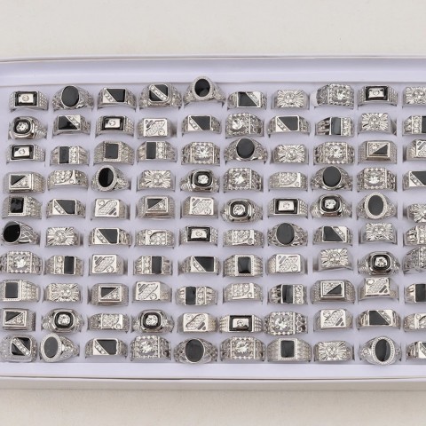 Cocktail Ring Retro Punk Gothic Enamel Square Rings 20Pcs/Lot for Men Women Party Accessories 250213