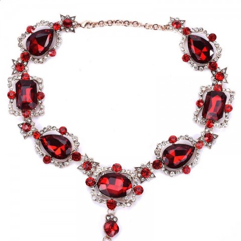 Ruby Red Crystal Rhinestone Men's Novelty Waist Cinching Chain Belt