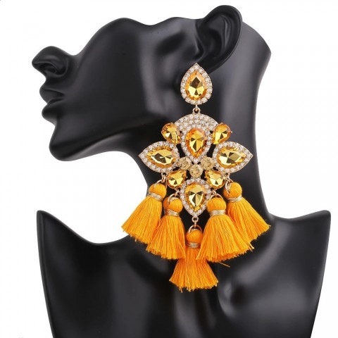 Crystal Drop Earrings for Women with Tassel Detail - Fashionable Jewelry