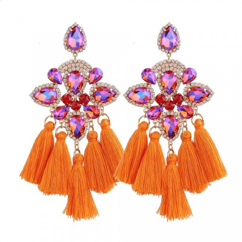 Crystal Drop Earrings for Women with Tassel Detail - Fashionable Jewelry
