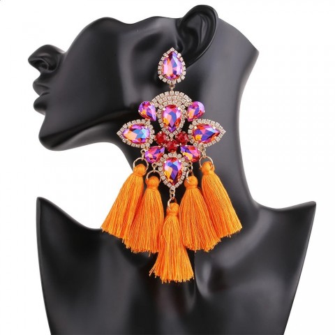 Crystal Drop Earrings for Women with Tassel Detail - Fashionable Jewelry
