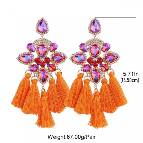 Crystal Drop Earrings for Women with Tassel Detail - Fashionable Jewelry