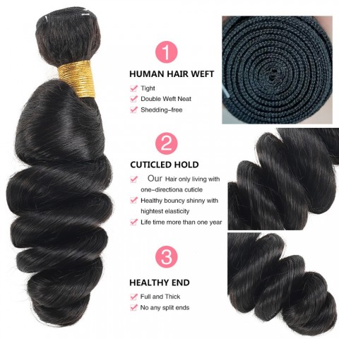 12A Loose Wave Malaysian Hair Bundles with 13x4 Swiss Lace Frontal