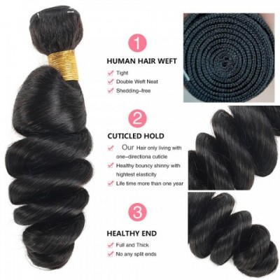 12A Loose Wave Malaysian Hair Bundles with 13x4 Swiss Lace Frontal