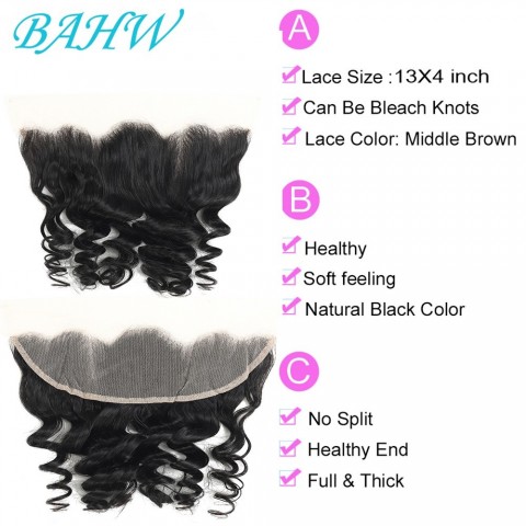 12A Loose Wave Malaysian Hair Bundles with 13x4 Swiss Lace Frontal