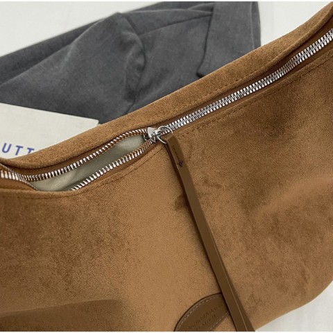 Womens Vintage Foldable Shoulder Bag 2025 Large Capacity Suede Pendant