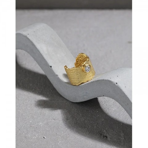 Bohemian Ear Cuff for Women with Zircon Inlays in Silver S925