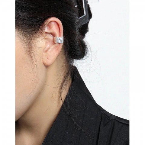 Bohemian Ear Cuff for Women with Zircon Inlays in Silver S925