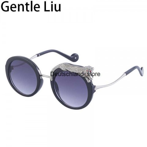 Sunglass Q250109 Women's Round Anti-Blue Light Leopard Print Designer Shades 2024