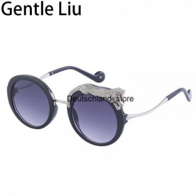 Sunglass Q250109 Women's Round Anti-Blue Light Leopard Print Designer Shades 2024