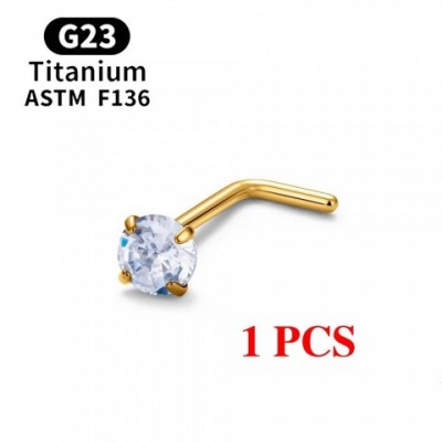 Unisex ASTM F136 G23 20G L-Shape Nose Stud With Zircon