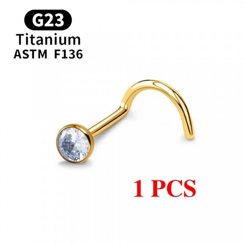 Unisex ASTM F136 G23 20G L-Shape Nose Stud With Zircon