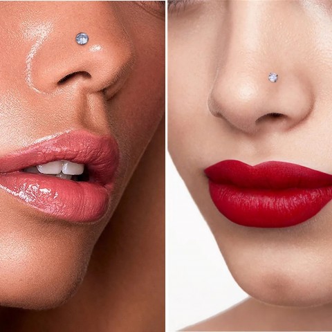 Unisex ASTM F136 G23 20G L-Shape Nose Stud With Zircon