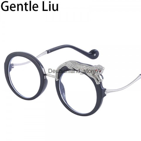 Sunglass Q250109 Women's Round Anti-Blue Light Leopard Print Designer Shades 2024