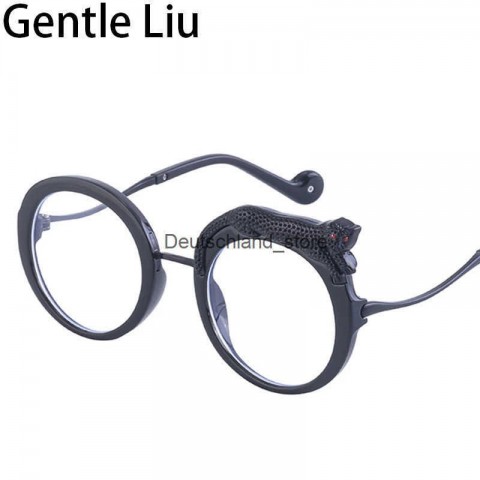 Sunglass Q250109 Women's Round Anti-Blue Light Leopard Print Designer Shades 2024