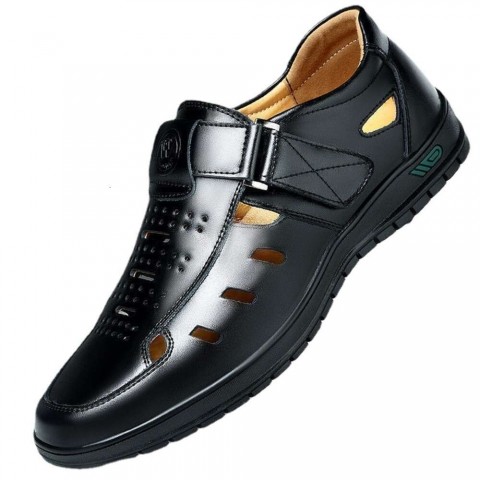 Handmade Men's Breathable Leather Sandals for Summer Casual Wear