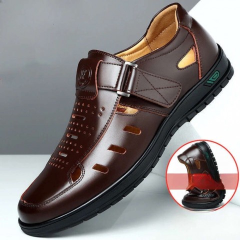 Handmade Men's Breathable Leather Sandals for Summer Casual Wear