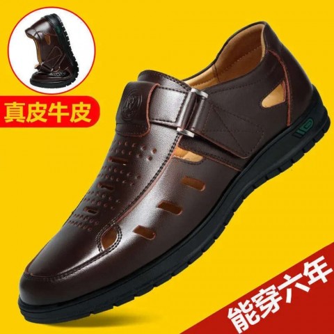 Handmade Men's Breathable Leather Sandals for Summer Casual Wear