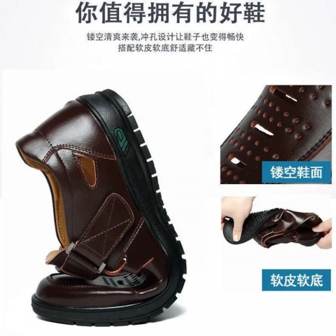 Handmade Men's Breathable Leather Sandals for Summer Casual Wear