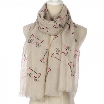 Fashion Unisex Cat Print Chiffon Scarf with 5 Colors - Lightweight & Translucent