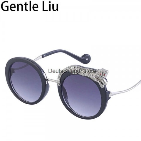 Sunglass Q250109 Women's Round Anti-Blue Light Leopard Print Designer Shades 2024