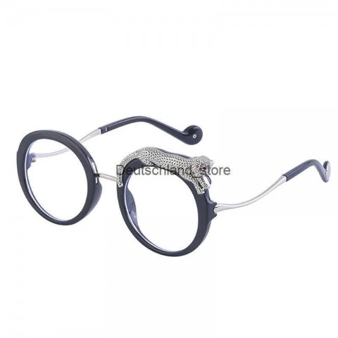 Sunglass Q250109 Women's Round Anti-Blue Light Leopard Print Designer Shades 2024