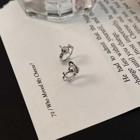 Stud Earrings Korean Cross Design Women Silver Color 2023 Wedding Gift Q250209