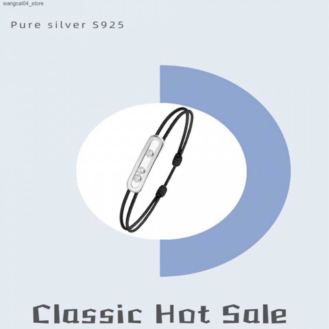 Pure Silver S925 Charm Bracelet with Smooth Diamond Inlays - Classic Noble Rose Gold for Couples