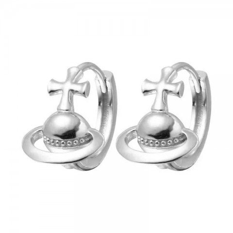 Stud Earrings Korean Cross Design Women Silver Color 2023 Wedding Gift Q250209