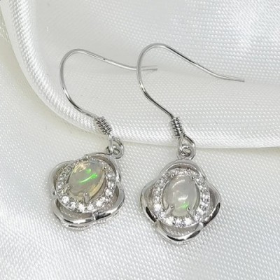 MeiBaPJ Women's Opal Charm Earrings Sterling Silver Beachwear Jewelry