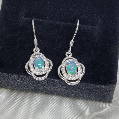 MeiBaPJ Women's Opal Charm Earrings Sterling Silver Beachwear Jewelry