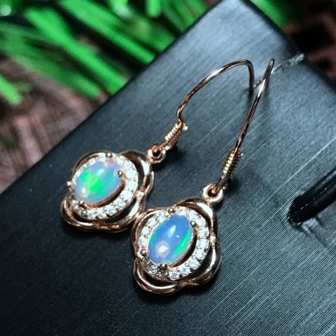 MeiBaPJ Women's Opal Charm Earrings Sterling Silver Beachwear Jewelry