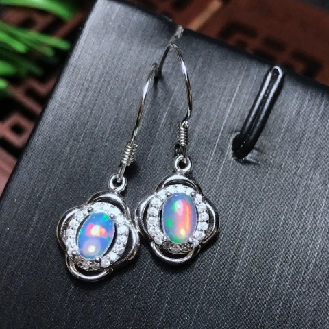 MeiBaPJ Women's Opal Charm Earrings Sterling Silver Beachwear Jewelry