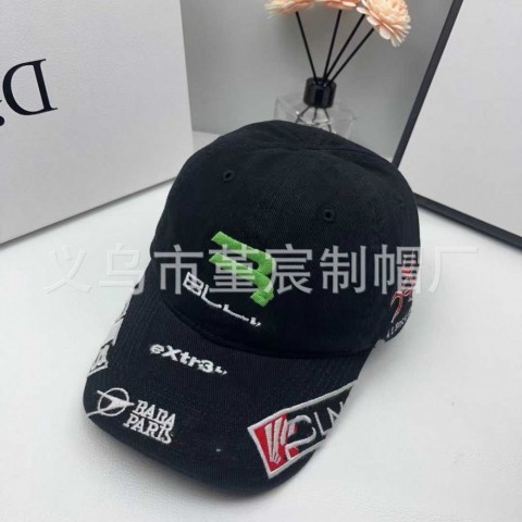 Correct Version B Trendy Washed Embroidered Baseball Cap for Women and Men