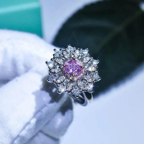 Sterling Silver Cluster Ring with Natural Crystal, Women's Wedding Anniversary Jewelry