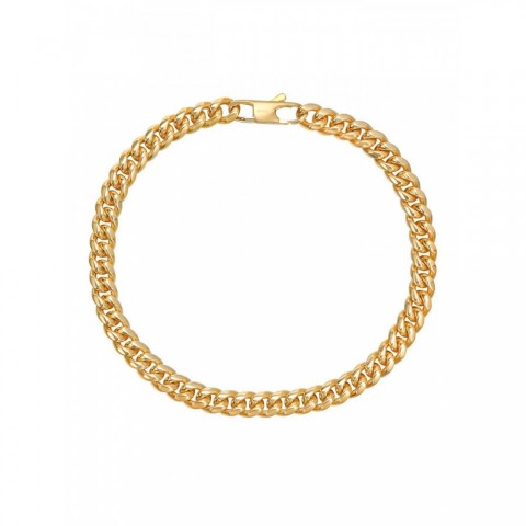 Stainless Steel 18K Gold Plated Mens Cuban Chain Bracelet - Punk Style