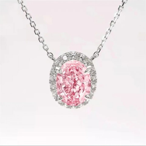 Shiny Mosang Stone Pendant Necklace for Women