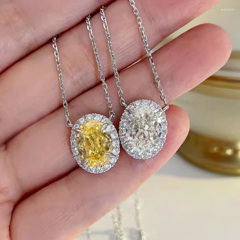 Shiny Mosang Stone Pendant Necklace for Women