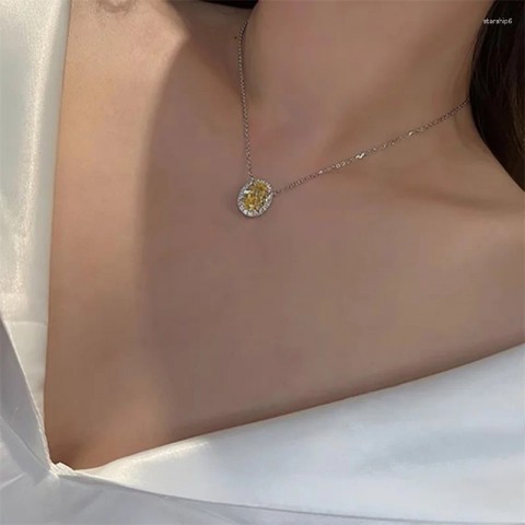 Shiny Mosang Stone Pendant Necklace for Women
