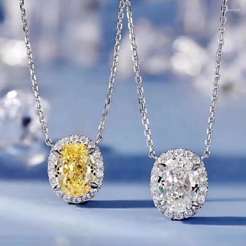 Shiny Mosang Stone Pendant Necklace for Women
