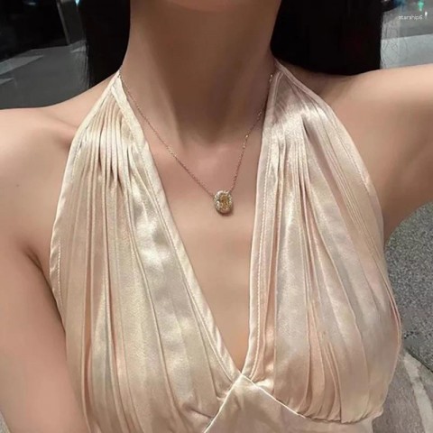 Shiny Mosang Stone Pendant Necklace for Women