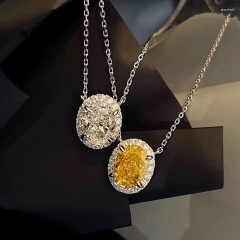 Shiny Mosang Stone Pendant Necklace for Women