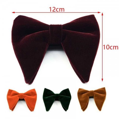 New Fashion Men's Velvet Big Bow Tie - Solid Color Lavender Novelty Neck Accessory